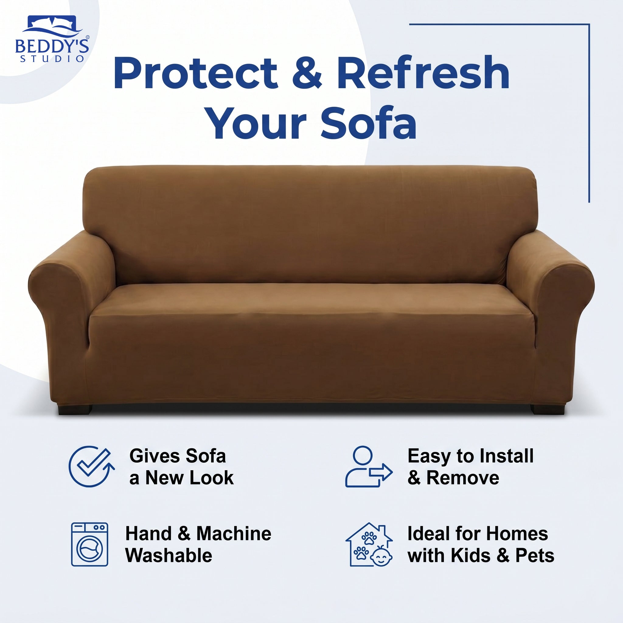 Jersey Sofa Covers - Light Brown