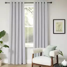 Set Of 2 Plain Light Grey Window Curtains Panels