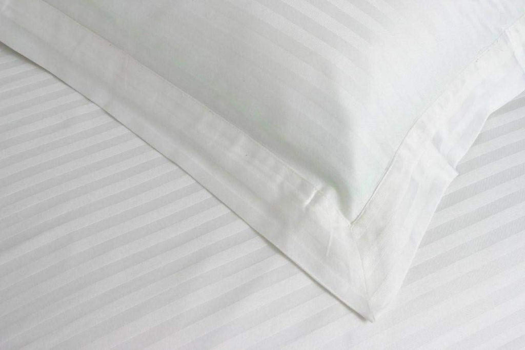 Classic White Hotel Stripe Bed Sheet Set