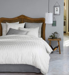 Classic White Hotel Stripe Bed Sheet Set