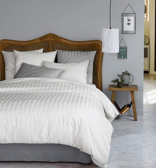 White - Hotel Stripe Bedsheet Set