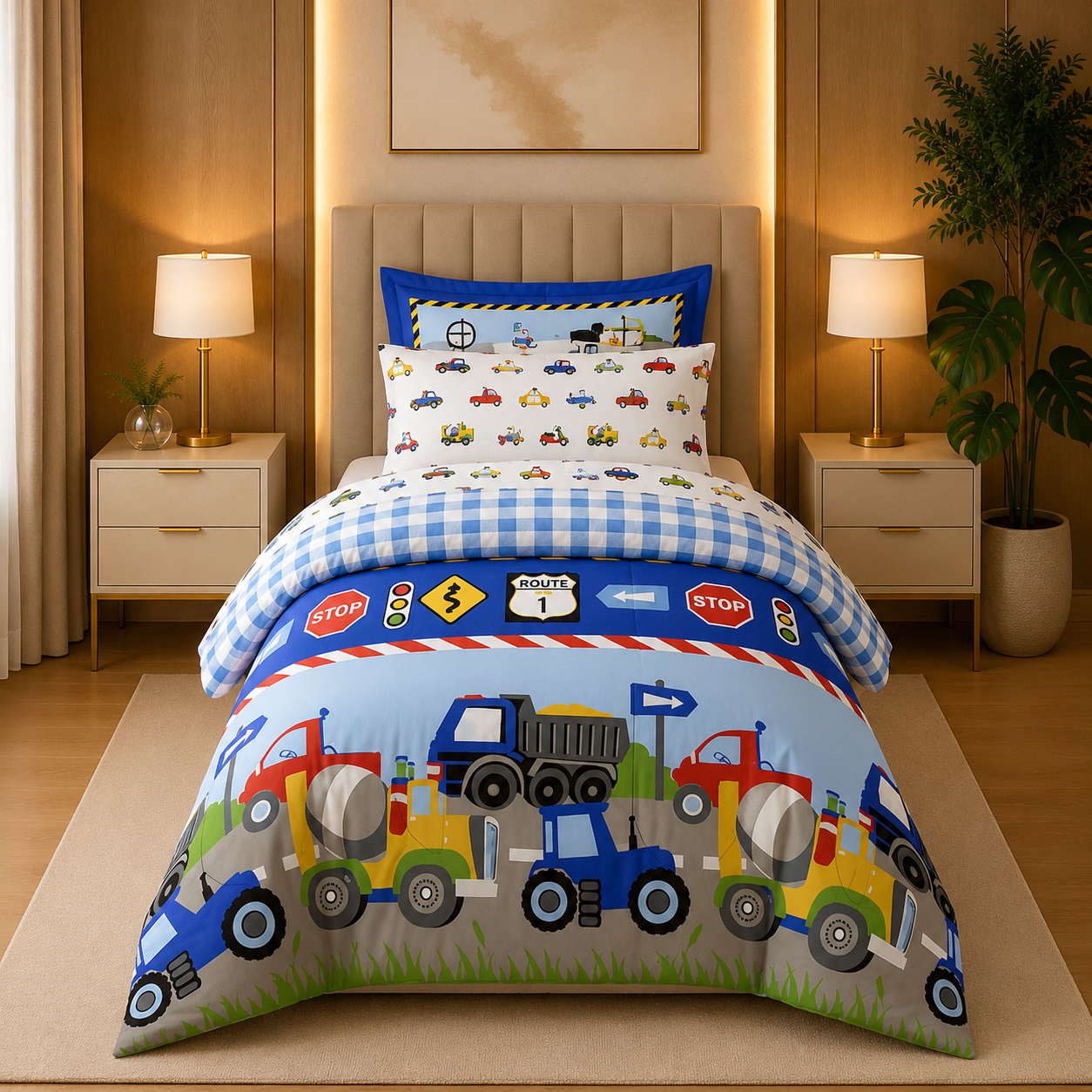 Toy Tractor - Printed Kids Quilt Cover Set