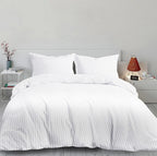 White Thin Stripe- Hotel Stripe Duvet Cover Set