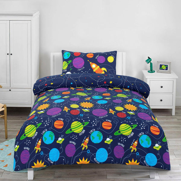 Space Ship For Him - Printed Kids Bed Sheet Set