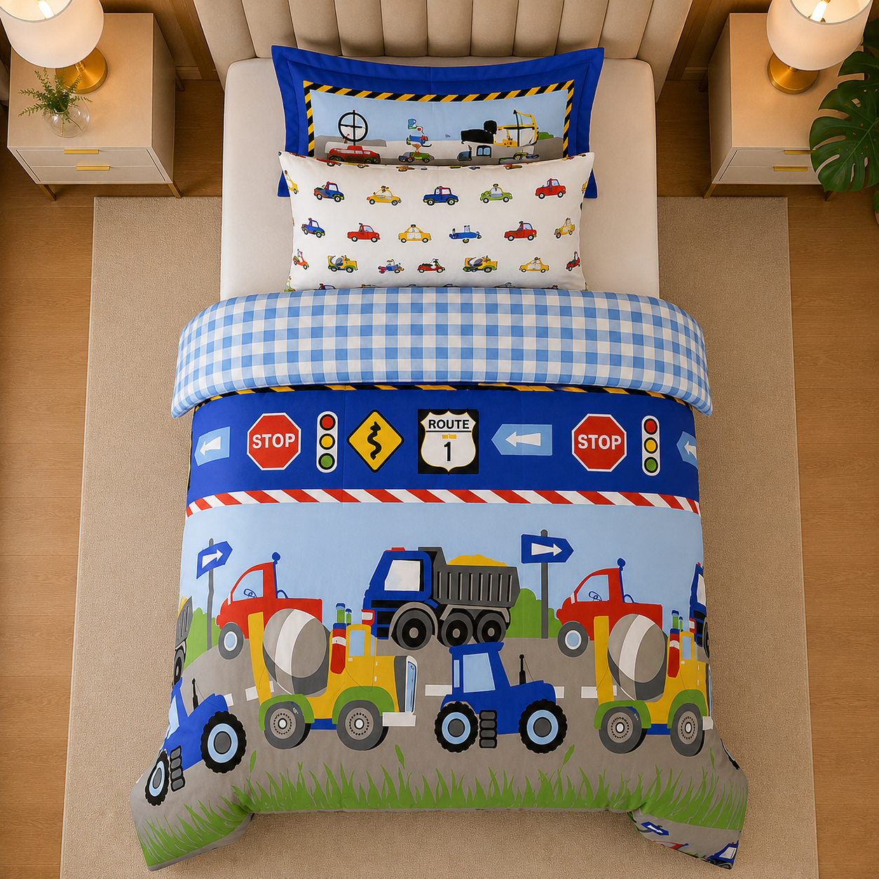 Toy Tractor - Printed Kids Quilt Cover Set