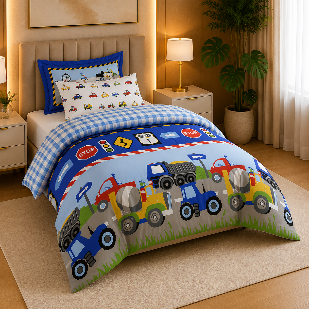 Toy Tractor - Printed Kids Quilt Cover Set