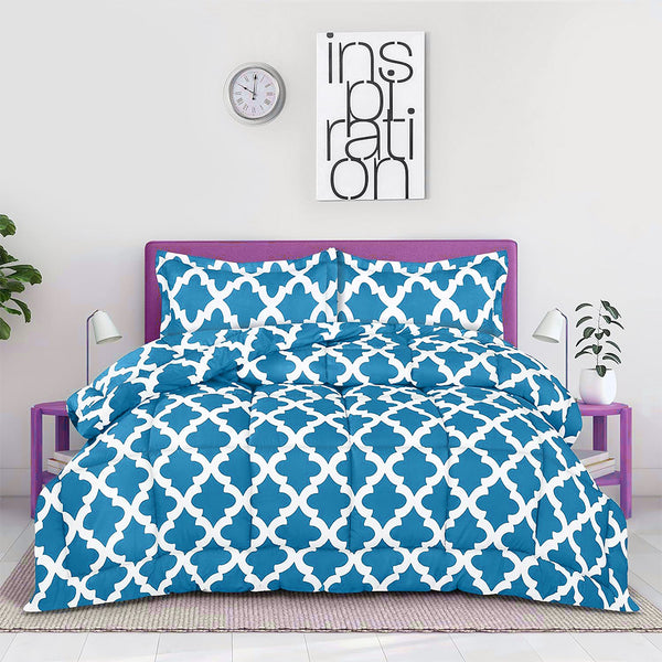 Geometric Azure - Micro Polyseter Printed Quilt Cover Set