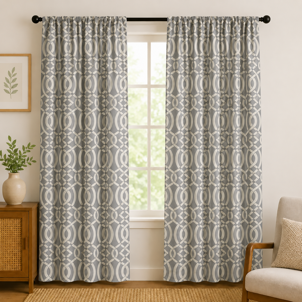 Pack of 1 Panel Printed Window Curtain Without Rings