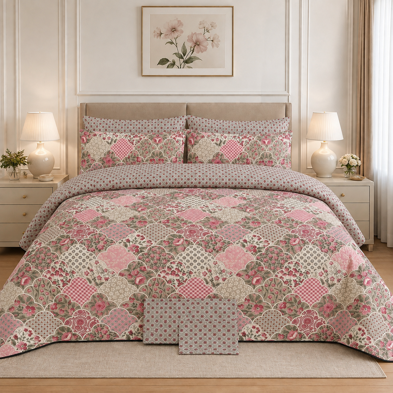 Vintage Floral Cotton Printed Quilt Cover Set