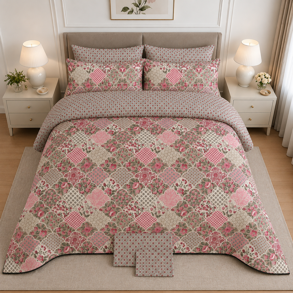 Vintage Floral Cotton Printed Quilt Cover Set