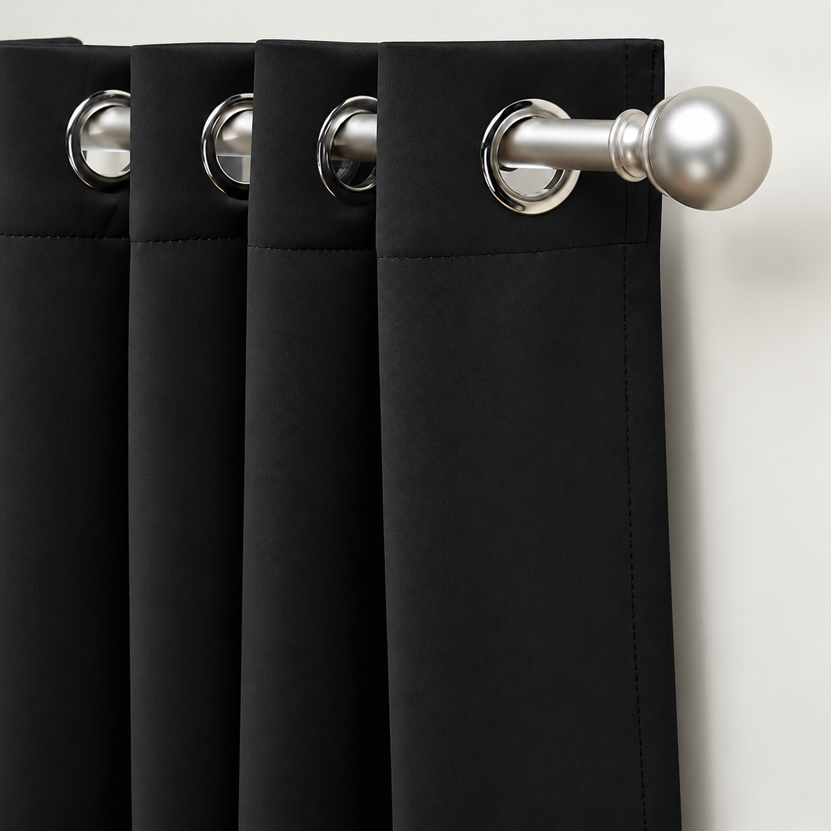 Set Of 2 Plain Black  Window Curtains Panels