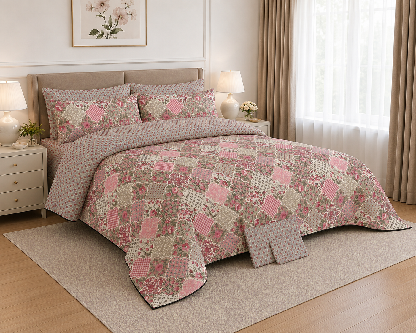 Vintage Floral Cotton Printed Quilt Cover Set