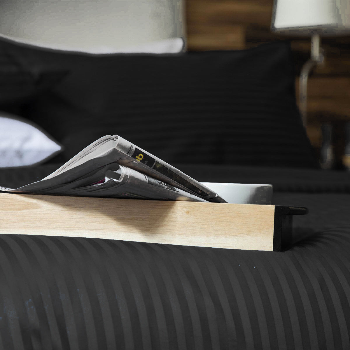 Black - Hotel Stripe Duvet Cover Set