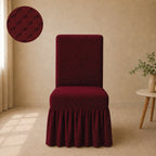 Butterfly Frilled Chair Cover Sets - Maroon