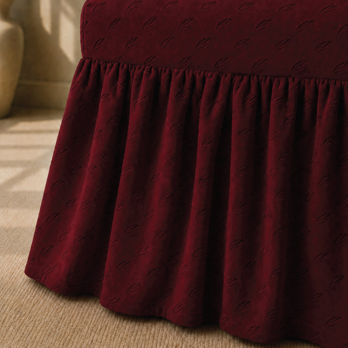 Butterfly Frilled Chair Cover Sets - Maroon