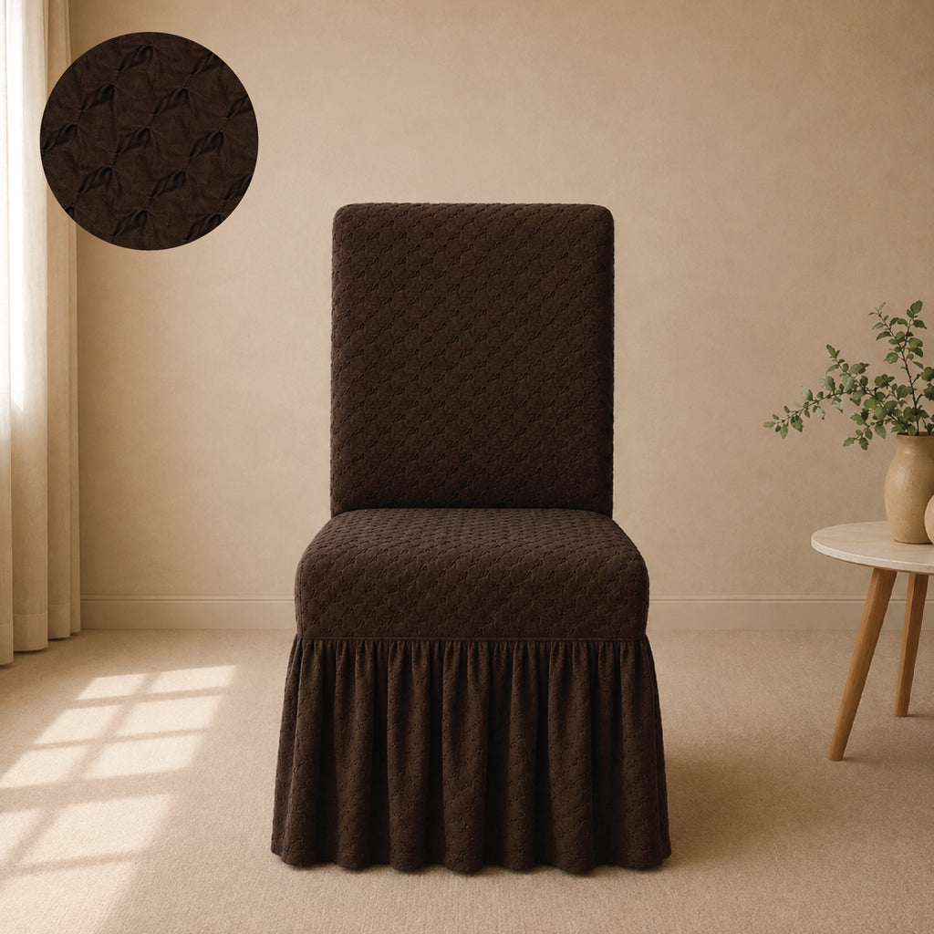 Butterfly Frilled Chair Cover Sets - Brown