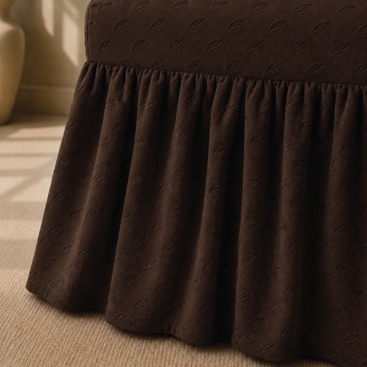 Butterfly Frilled Chair Cover Sets - Brown