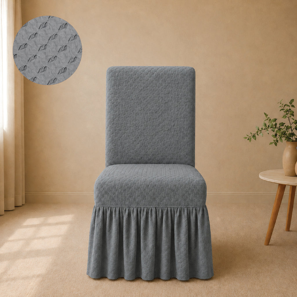 Butterfly Frilled Chair Cover Sets - Grey