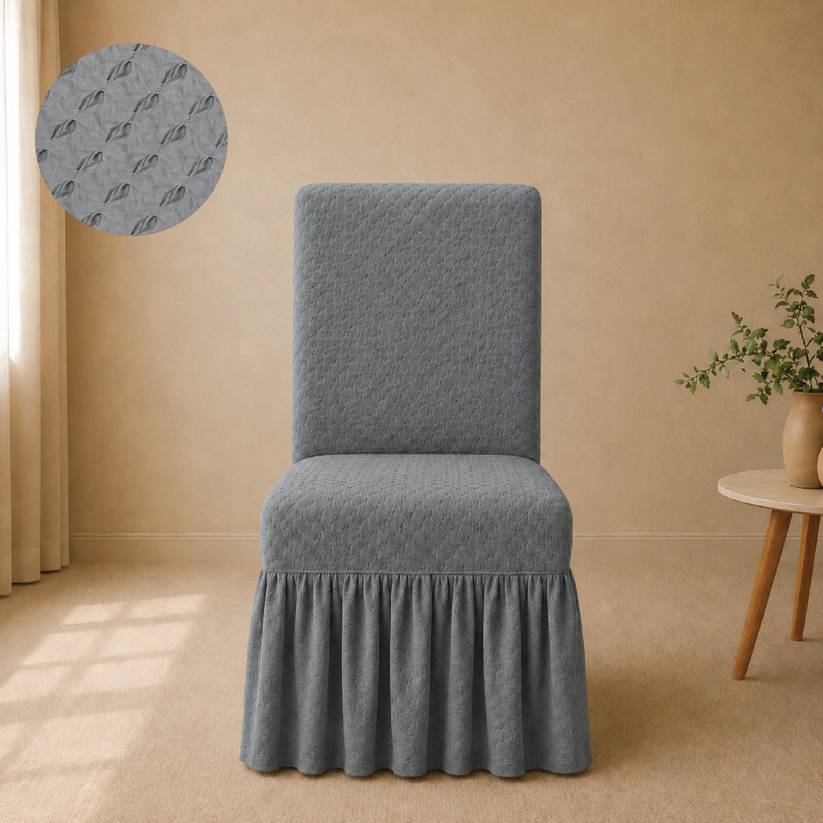 Butterfly Frilled Chair Cover Sets - Grey