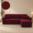 Butterfly L Shape Fitted Sofa Cover - Maroon