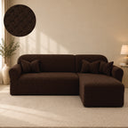 Butterfly L Shape Fitted Sofa Cover - Brown