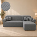 Butterfly L Shape Fitted Sofa Cover - Grey