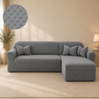 Butterfly L Shape Fitted Sofa Cover - Grey