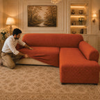 Butterfly L Shape Fitted Sofa Cover - Copper
