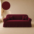 Butterfly Frilled Sofa Covers - Maroon
