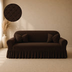Butterfly Frilled Sofa Covers - Brown