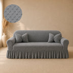 Butterfly Frilled Sofa Covers - Grey