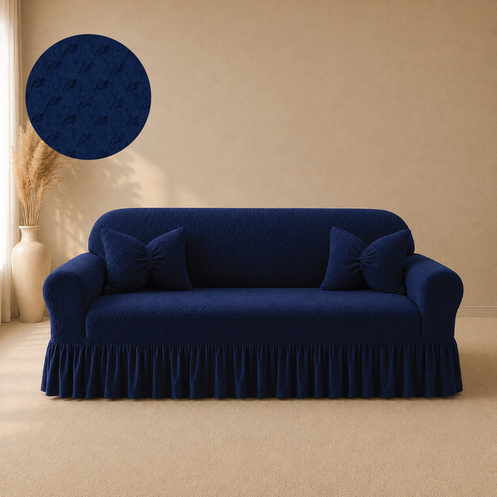 Butterfly Frilled Sofa Covers - Blue