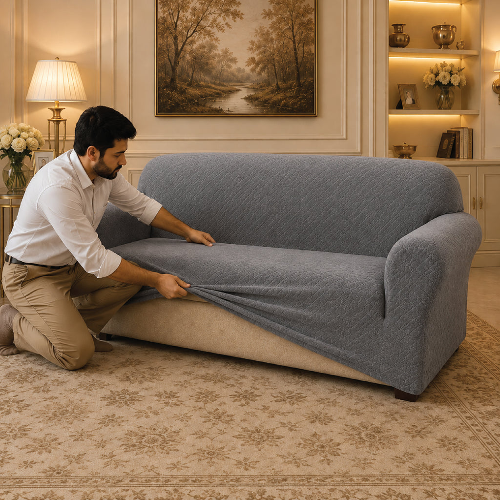 Butterfly Fitted Sofa Covers - Grey