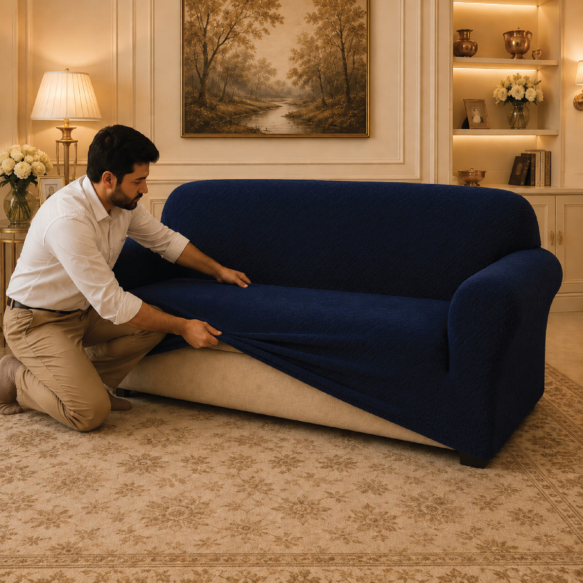 Butterfly Fitted Sofa Covers - Blue