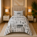 Newspaper - Printed Kids Quilt Cover Set