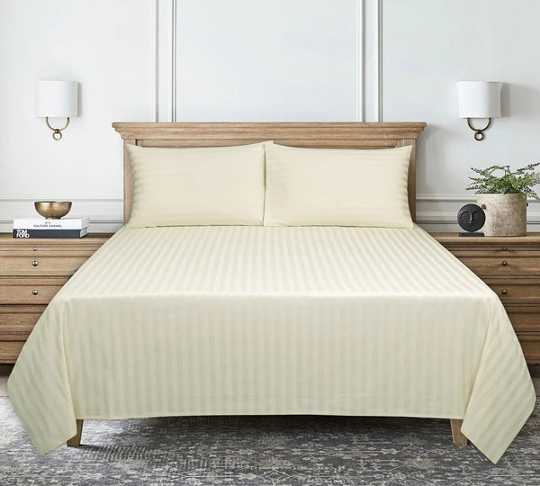Cream- Hotel Stripe Bedsheet Set