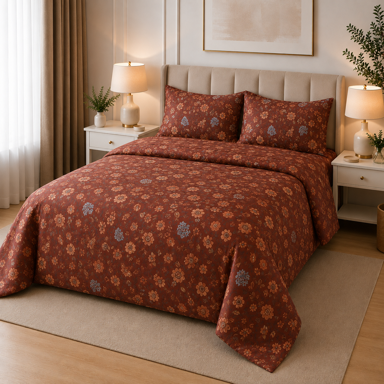 Cotton Sateen - Printed Bedsheet Set