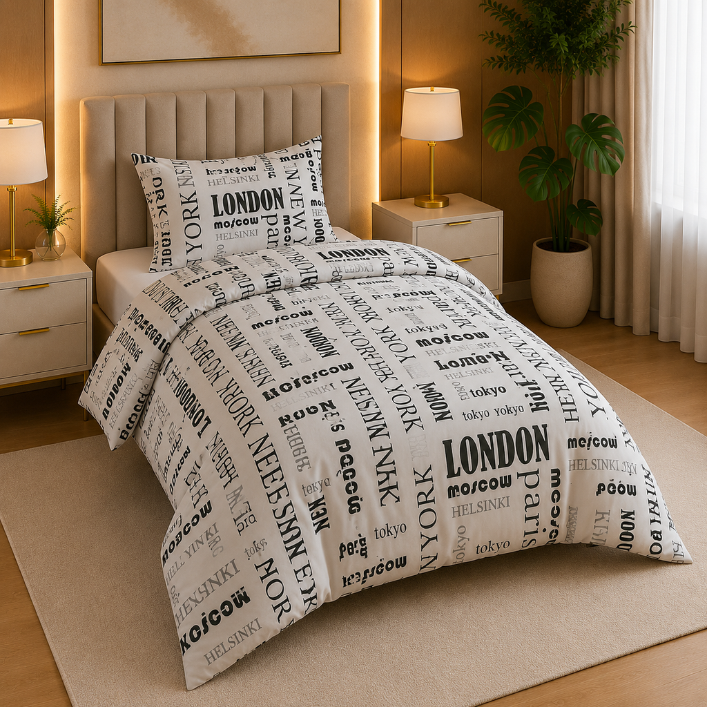 Newspaper - Printed Kids Quilt Cover Set