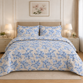 Ivory & Taupe Botanical Cotton Printed Quilt Cover Set