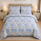 Ivory & Taupe Botanical Cotton Printed Quilt Cover Set