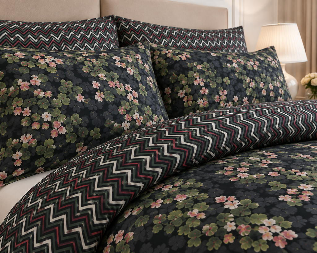 Emerald Secret Garden Cotton Printed Bed Sheet Set