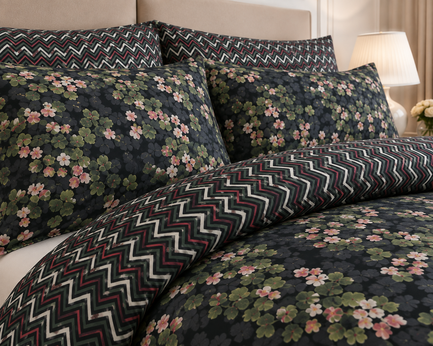Emerald Secret Garden Cotton Printed Bed Sheet Set