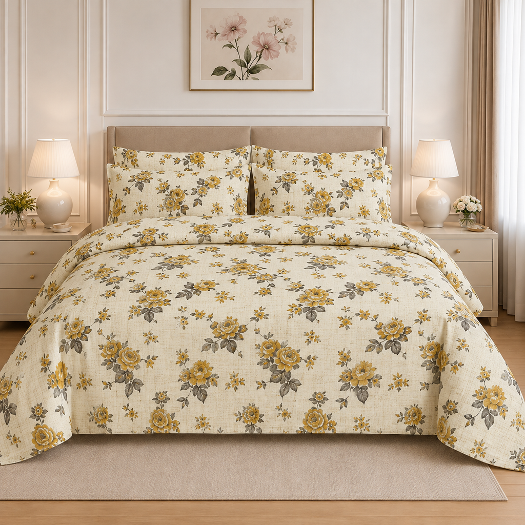 Blooming Rose Cotton Printed Quilt Cover Set