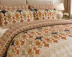 Terracotta Tribal Pattern Cotton Printed Quilt Cover Set