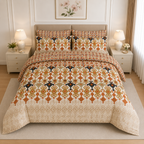 Terracotta Tribal Pattern Cotton Printed Quilt Cover Set