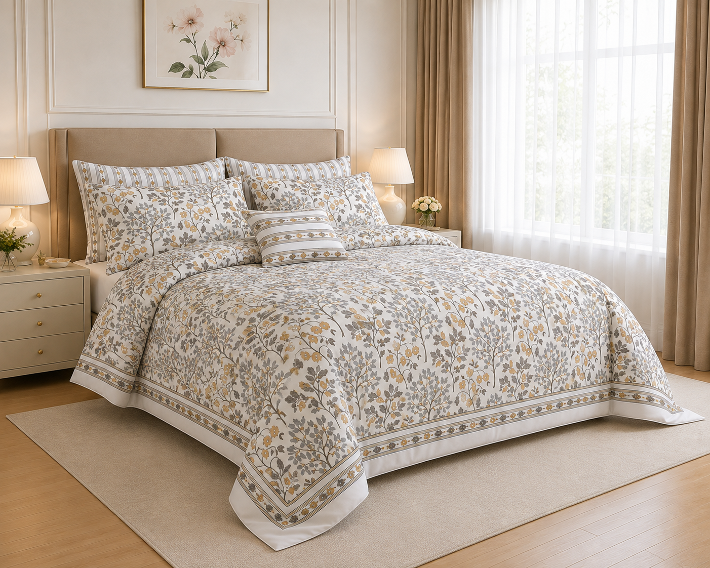 Floral Medallion Cotton Printed Quilt Cover Set
