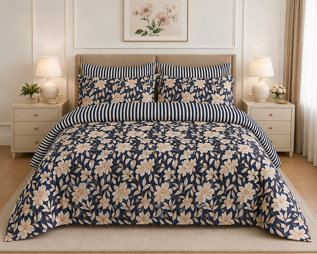 Emerald Meadow Floral Cotton Printed Quilt Cover Set