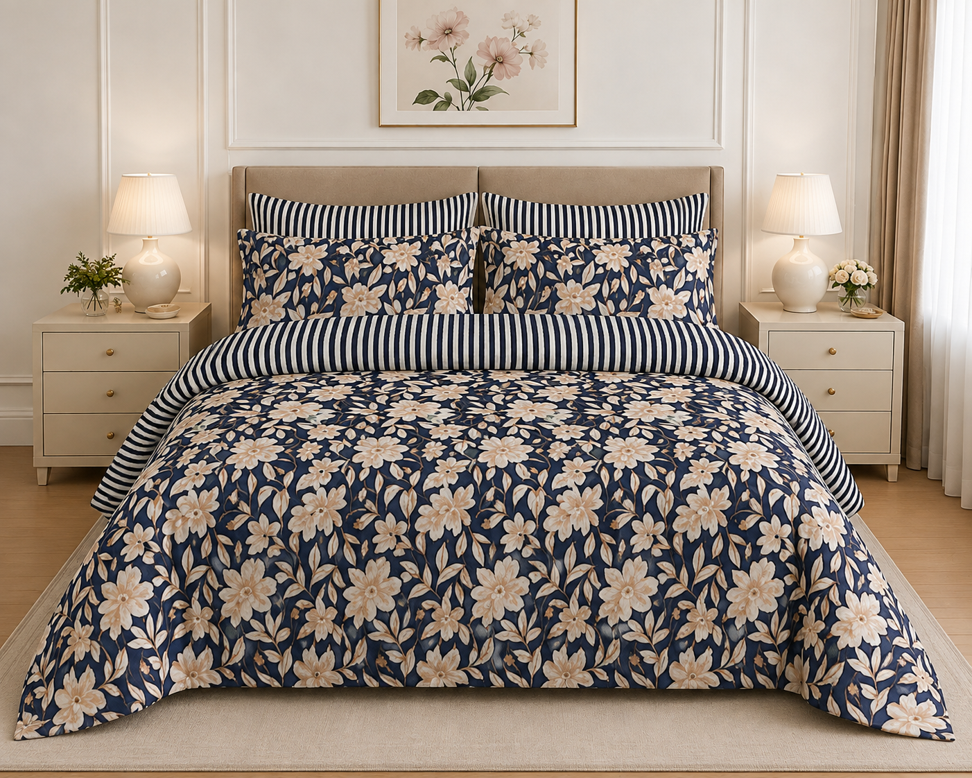 Emerald Meadow Floral Cotton Printed Quilt Cover Set