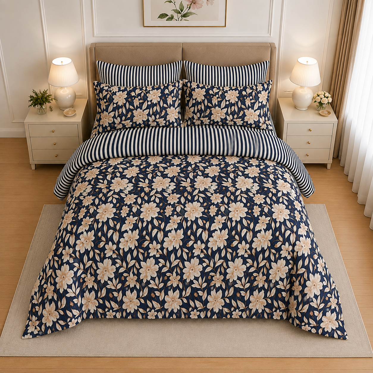 Emerald Meadow Floral Cotton Printed Quilt Cover Set