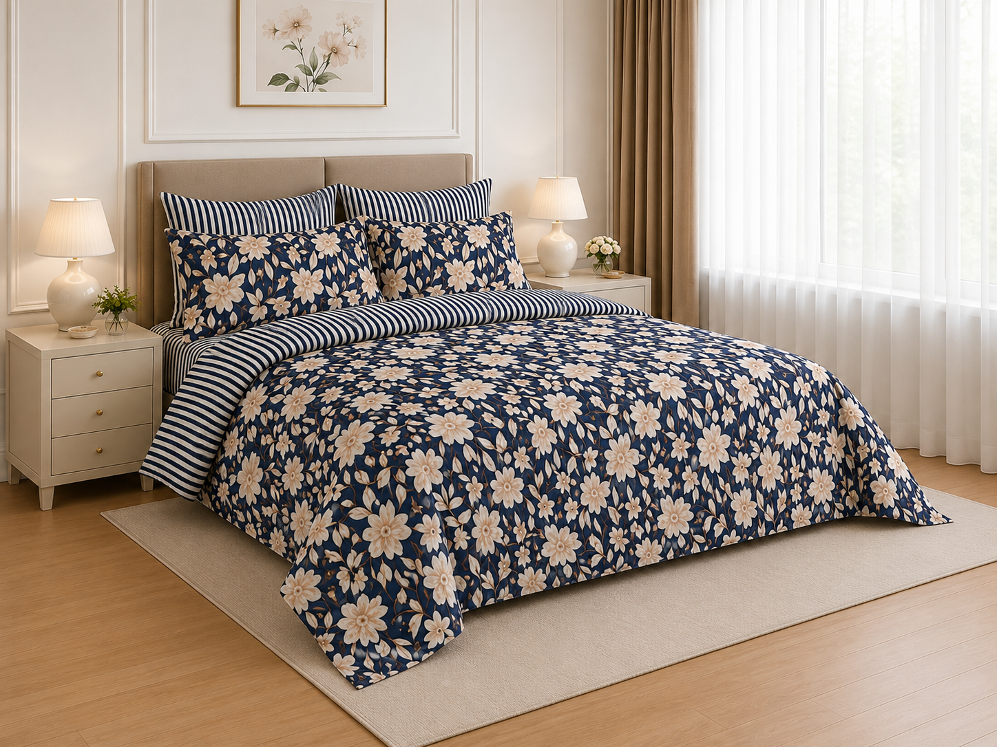 Emerald Meadow Floral Cotton Printed Quilt Cover Set